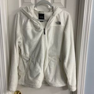 The North Face - super soft, faux fur white jacket with hood